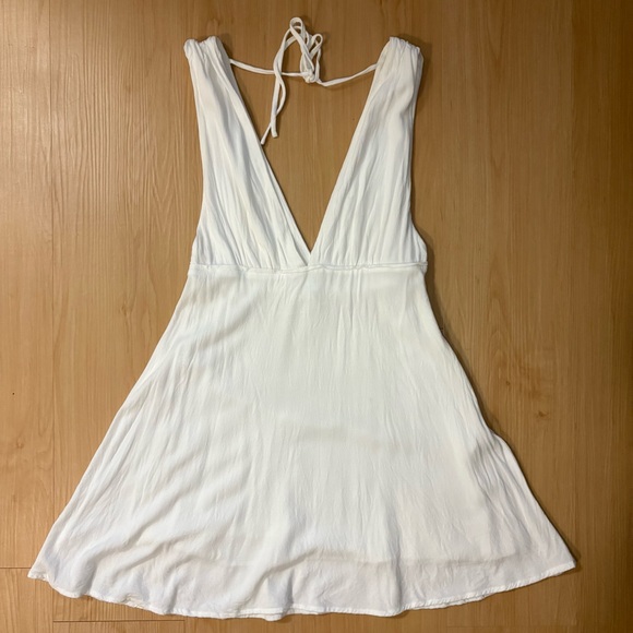 Mendocino Gilbert White Mini Dress Elegant Linen‑Look Summer Women’s Size M - Picture 9 of 14